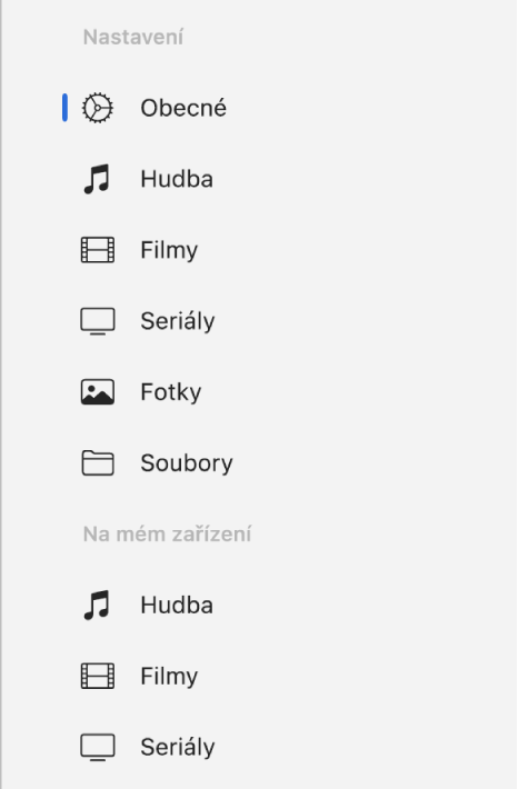Na bočním panelu je vybrána volba Obecné.