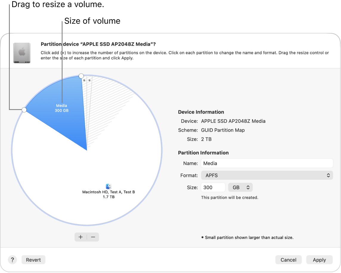 The Partitions window showing a physical disk with several partitions.