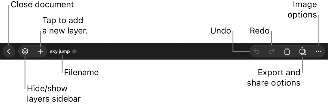 The toolbar at the top of the app window