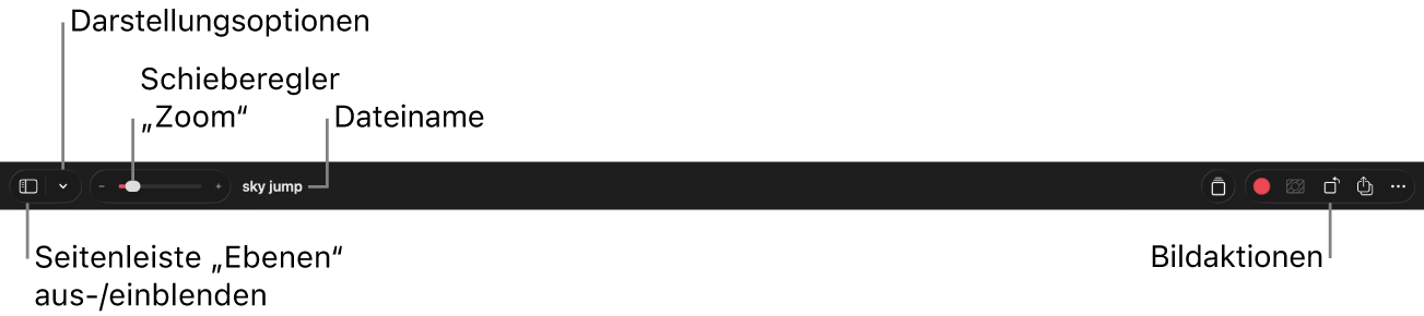 Die Symbolleiste oben im App-Fenster.