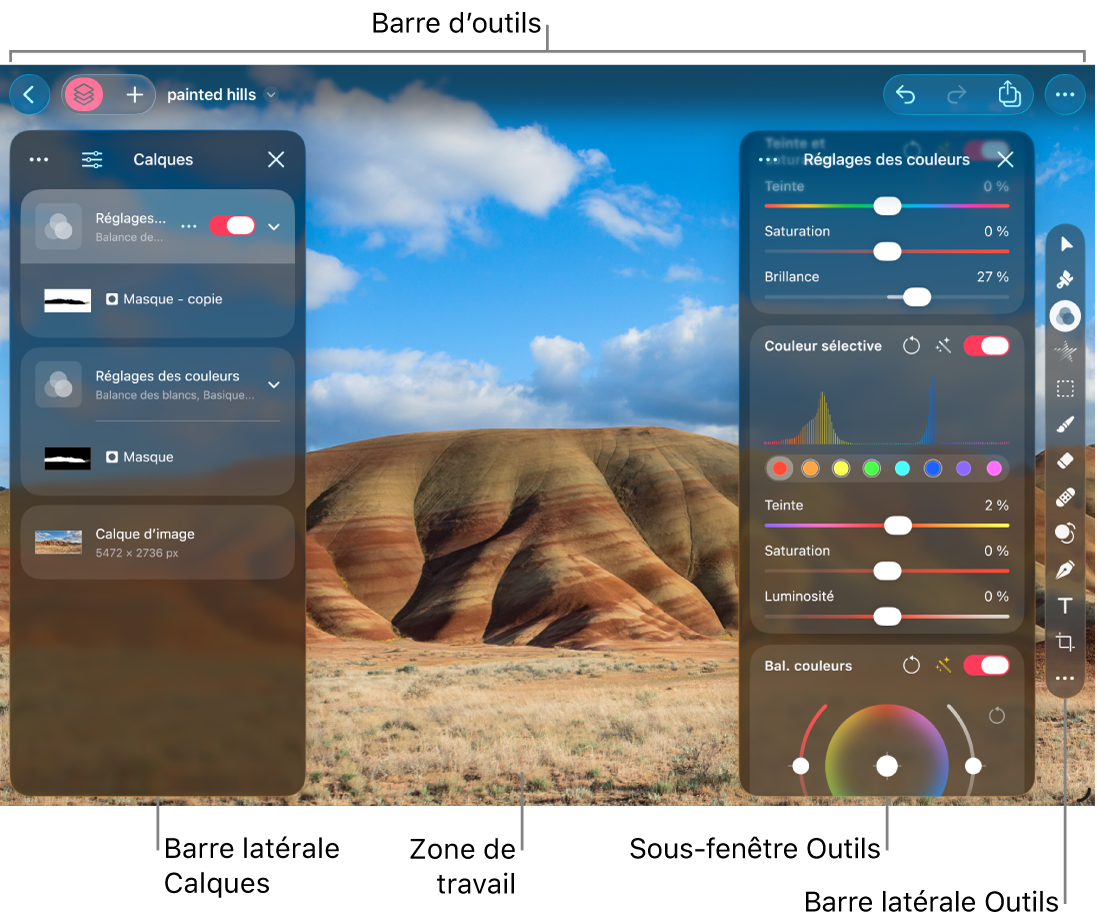 Interface de Pixelmator&nbsp;Pro