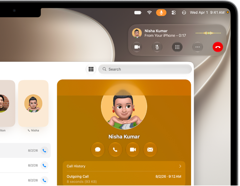 The Phone app with a call in progress.