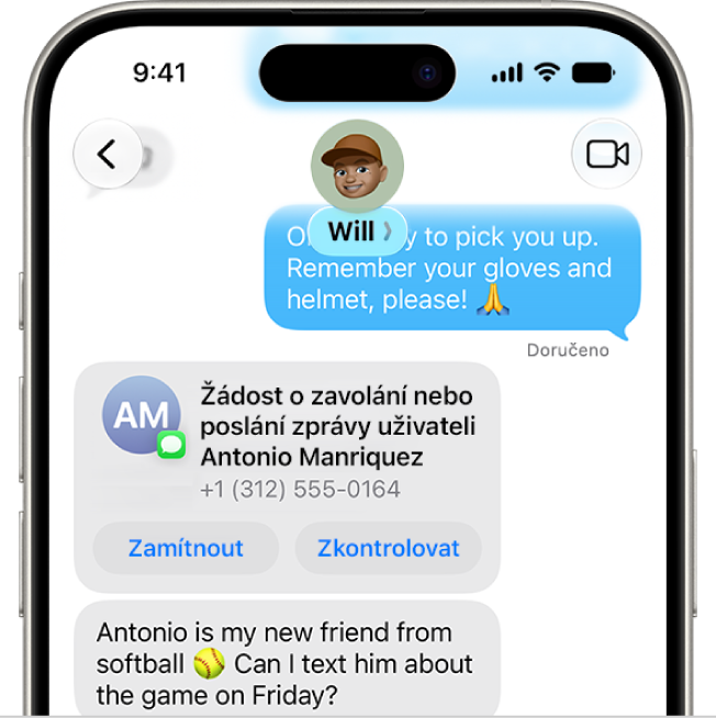 Zpráva od dítěte s&nbsp;žádostí o&nbsp;přidání nového kontaktu