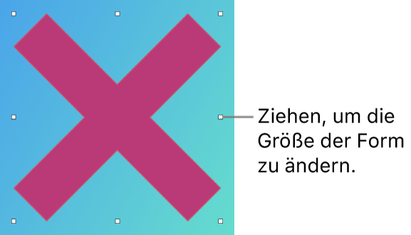 Eine Vektorgrafik in Form eines X mit Aktivpunkten, um ihre Größe zu ändern.