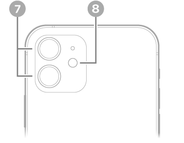 La vue arrière de l’iPhone&nbsp;12. Les caméras arrière et le flash se trouvent en haut à gauche.