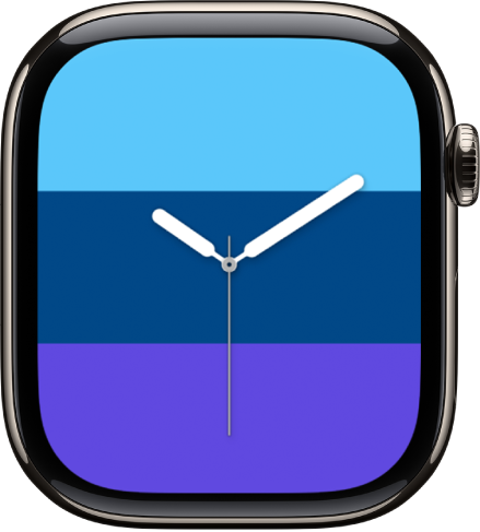 The Stripes watch face showing horizontal stripes of many colors.