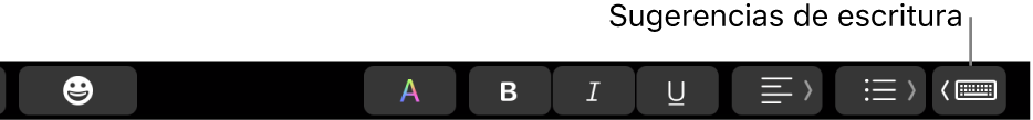 El botón Sugerencias de escritura en la Touch&nbsp;Bar.