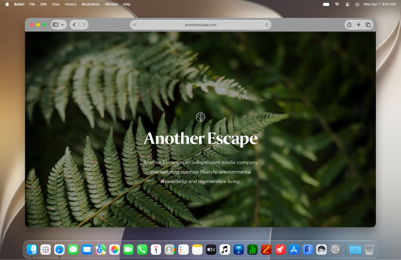 Safari browser window showing the address bar, tabs and a web page.