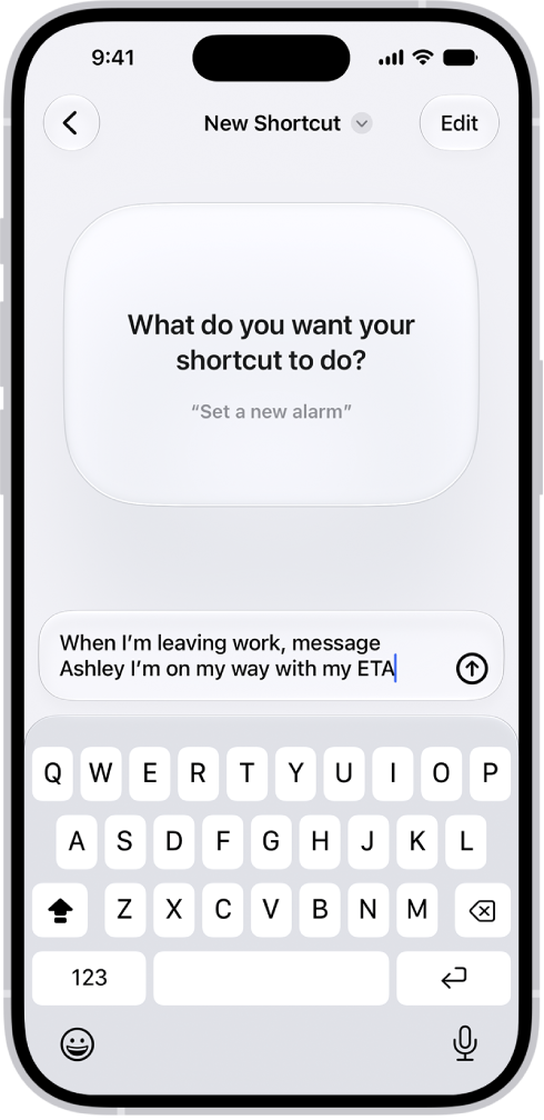 A shortcut created with a description.