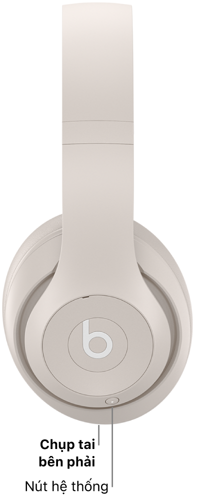 Nút hệ thống trên Beats&nbsp;Studio&nbsp;Pro được đặt trên chụp tai bên phải.