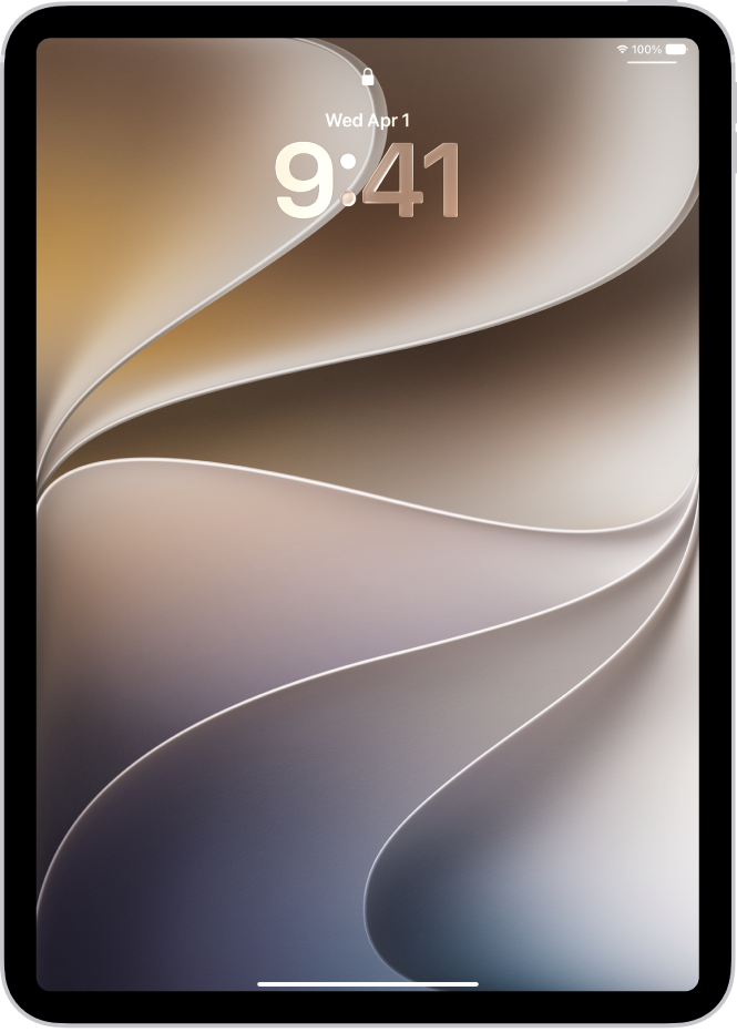 The iPad Lock Screen showing the time and date.