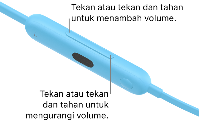 Gambar modul kontrol kiri Beats&nbsp;Flex yang menampilkan tombol volume.