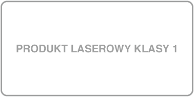 Etykieta z&nbsp;napisem „Produkt laserowy klasy 1”.