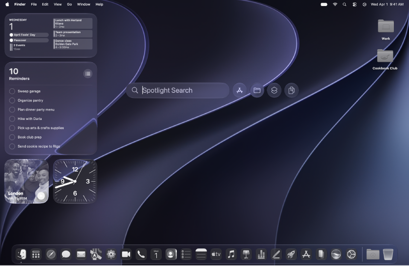A Mac desktop with custom icons and widgets.