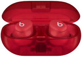 透視紅 Beats&nbsp;Solo&nbsp;Buds 和充電盒。