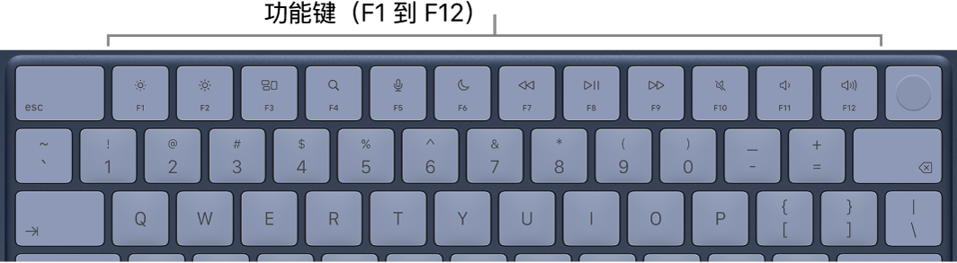 显示顶行功能键的 MacBook&nbsp;Neo 键盘。