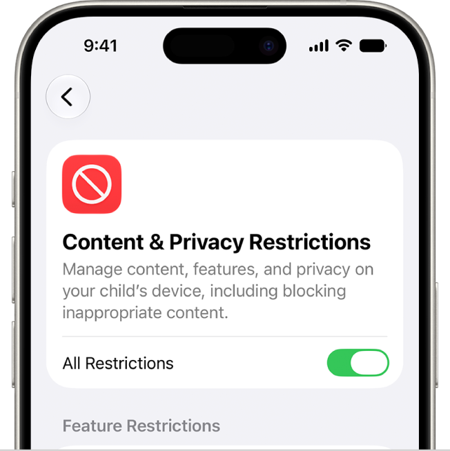 The Content and Privacy Restrictions screen.
