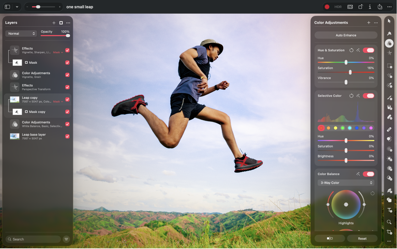 A photo in the Color Adjustments workspace.