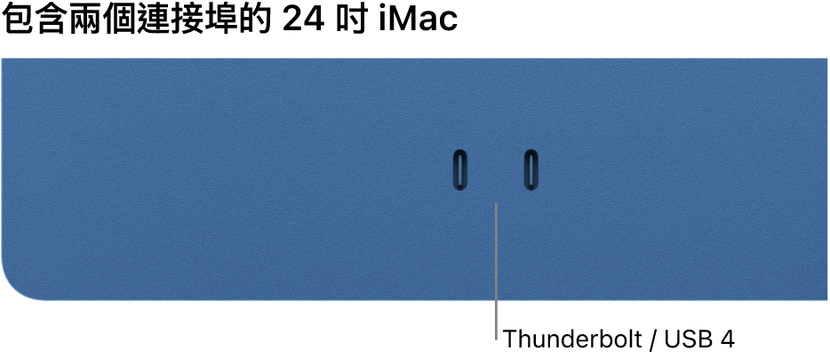 顯示兩個 Thunderbolt / USB 4 埠的 iMac。