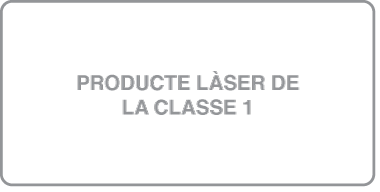 Una etiqueta on es llegeix “Class 1 laser product” (“Producte Làser de classe 1”).