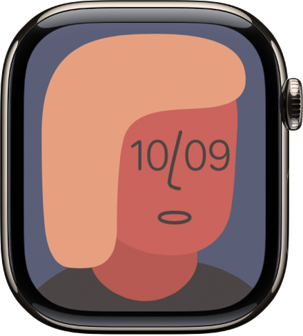The Artist watch face, which displays the time. Tap the watch face to change the design.