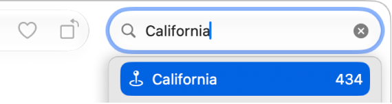 The search field with search criteria entered in the field.