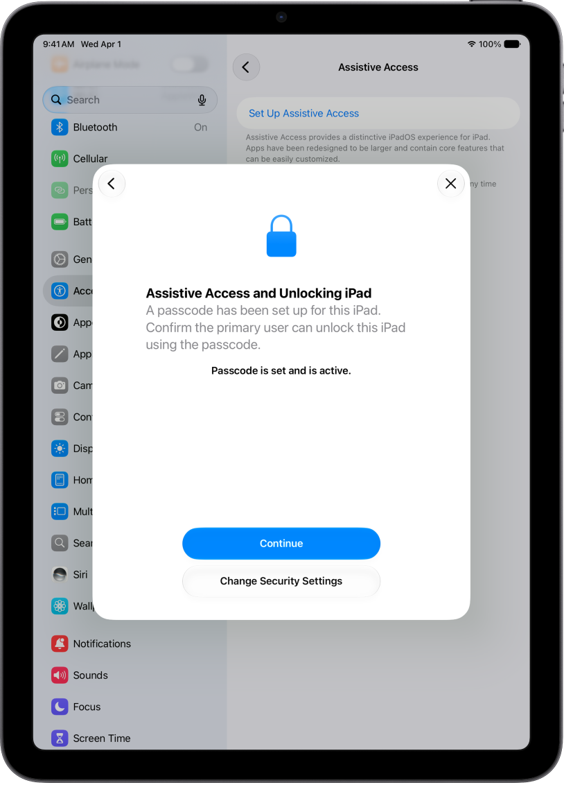 An iPad with a screen asking the trusted supporter to confirm the person using the device knows the device passcode.