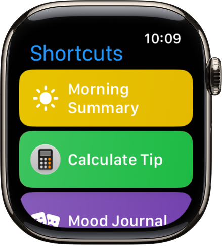 The Shortcuts app on showing three shortcuts: Break Timer, Compass, and Record Backtrack.