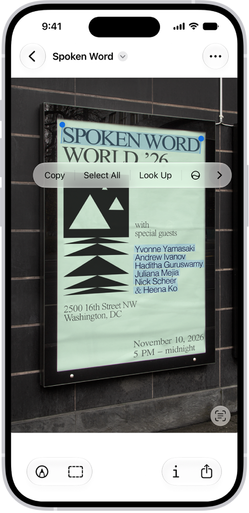 A photo of a real estate sign, with the phone number highlighted. The phone number appears in the menu above the Call, Message, Add to Contacts, and Copy options.