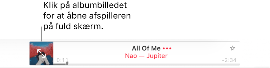Det øverste af Apple Music med en sang, der afspilles.