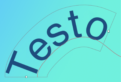Testo lungo un percorso vettoriale curvo.