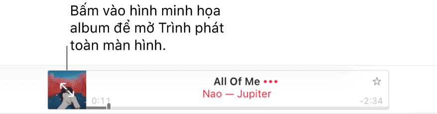 Đầu Apple Music với bài hát đang phát.