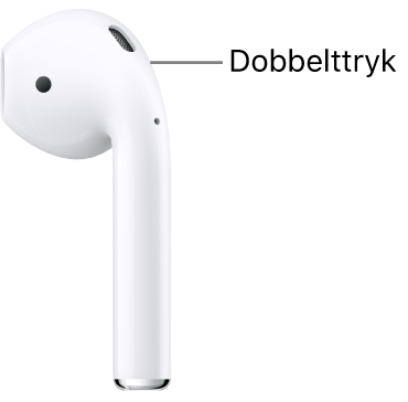 Det sted øverst på staven på AirPods&nbsp;1 eller 2, hvor du trykker to gange.