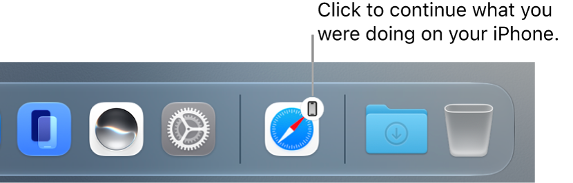 The Handoff icon visible in the Dock on a Mac.