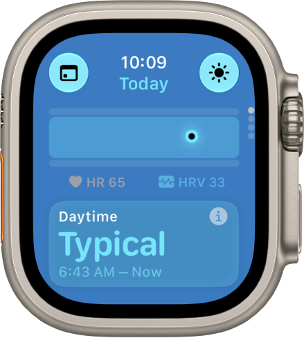 A screen in the Vitals app showing daytime health metrics.