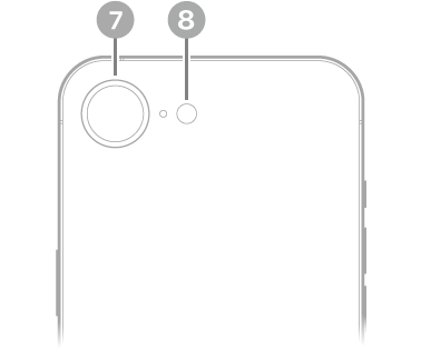 The back view of iPhone 17e. The rear camera and flash are at the top left.