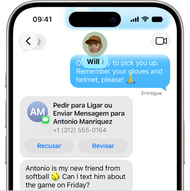 Um pedido de uma criança para adicionar um novo contato.